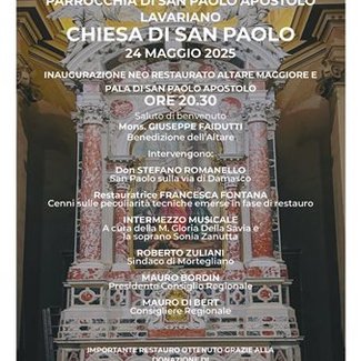 INAUGURAZIONE NEO RESTAURATO ALTARE MAGGIORE E PALA DI SAN PAOLO APOSTOLO